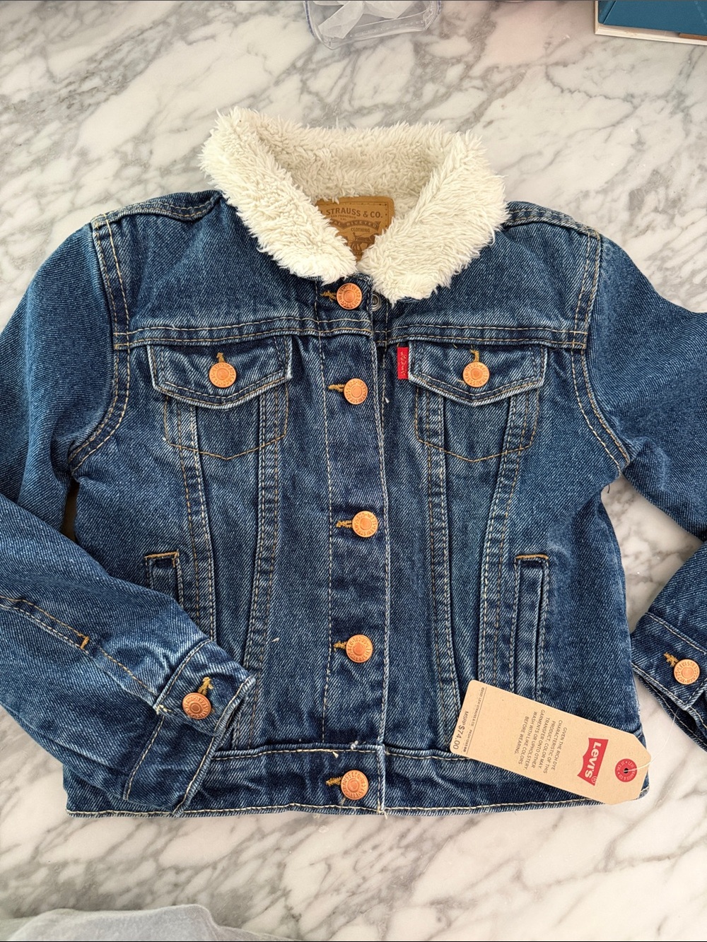 Levi's Kids Sherpa-Lined Denim Jacket in Blue NWT size 4T